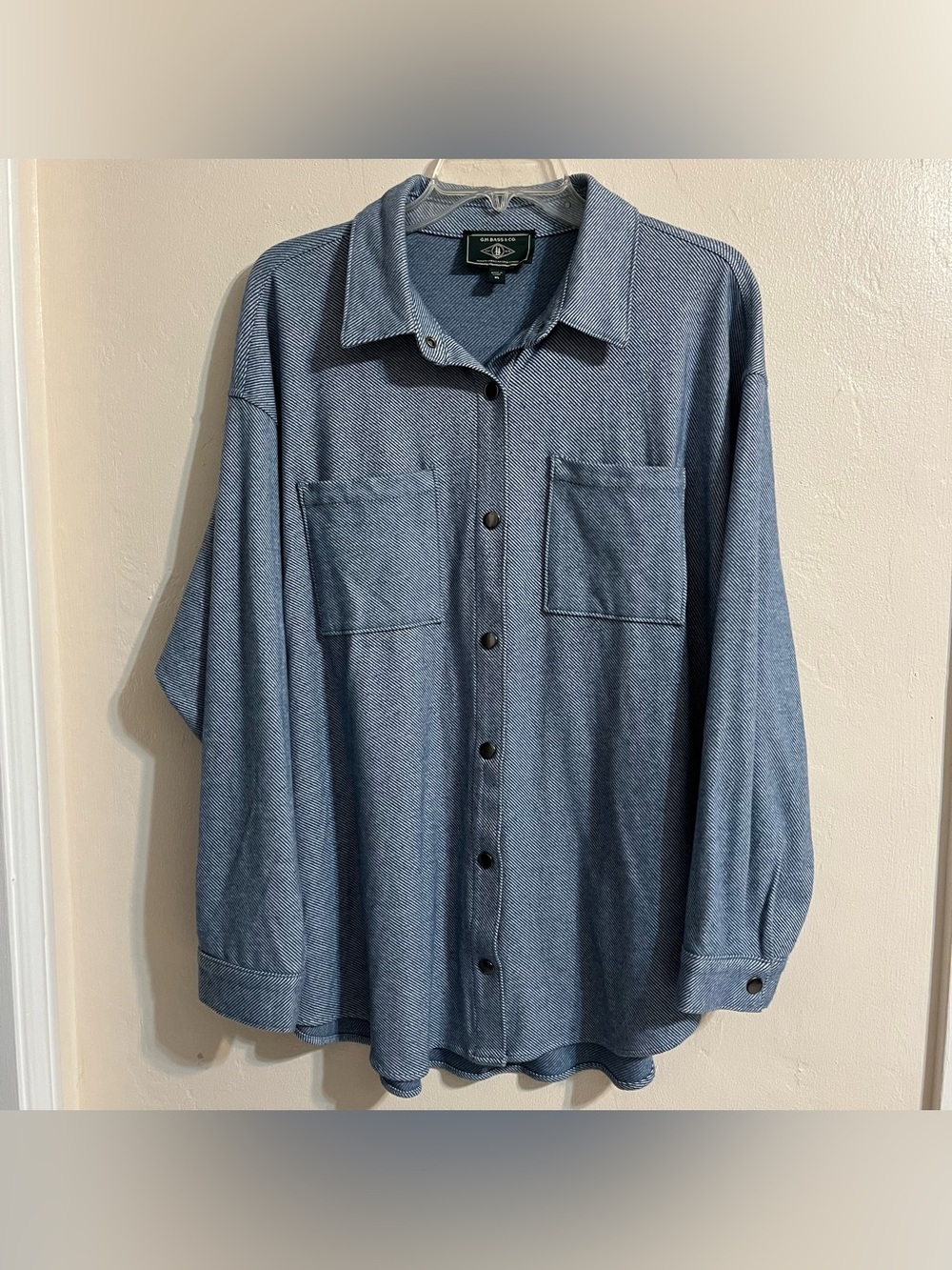 Light Blue Striped Men's Snap Up Shirt Jacket Super Soft and Comfortable XL